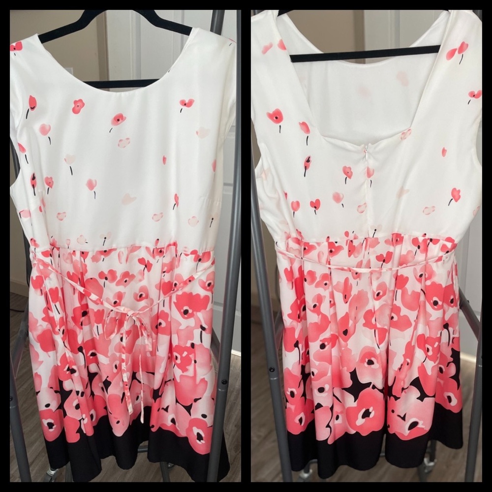 Pretty Coral Poppies Dress